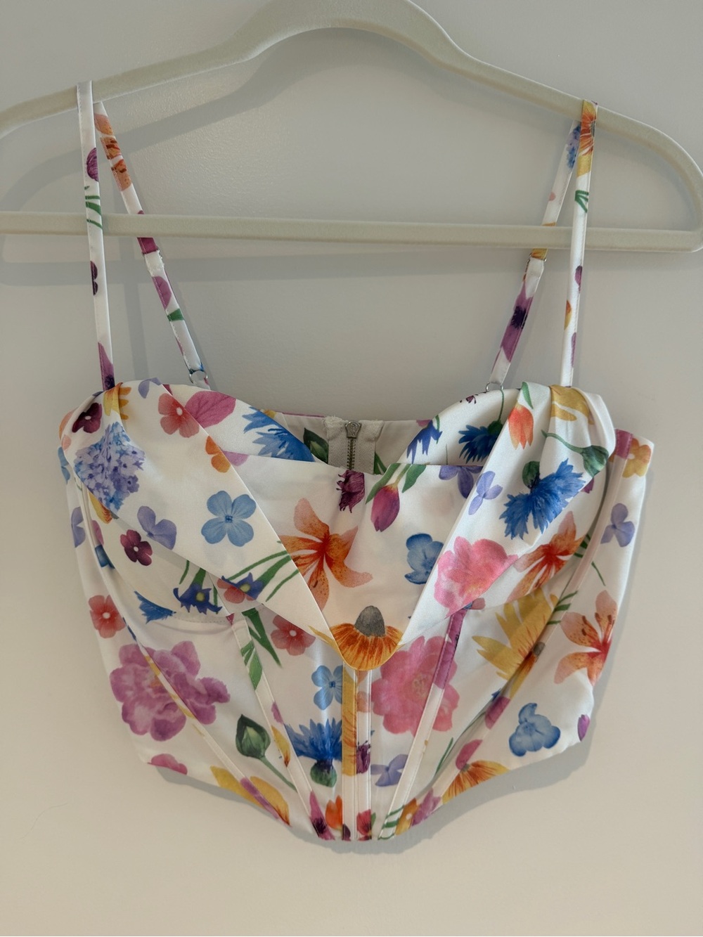 Floral Satin Corset Top
